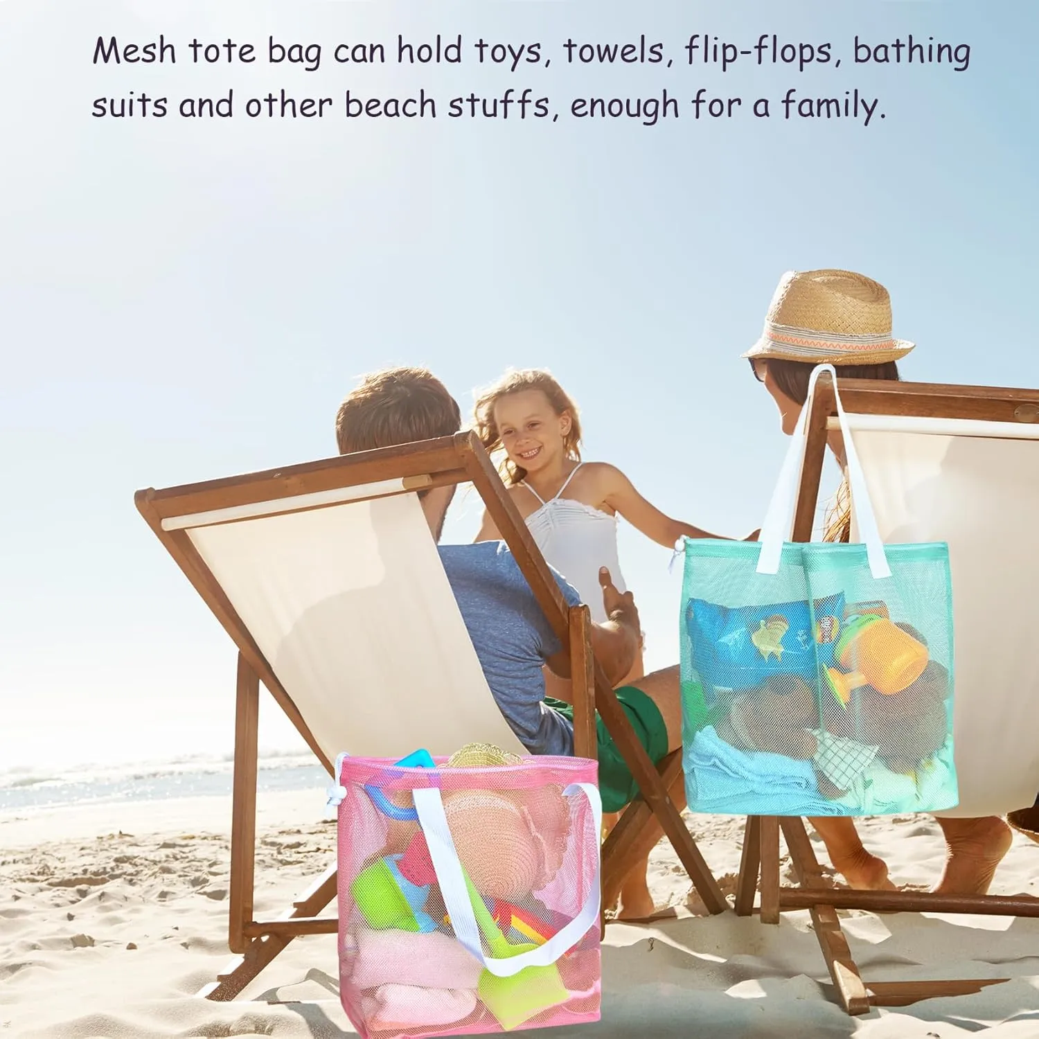 4Pieces Cute Mesh Pool Tote Bags,Mesh Beach Bags With Drawsting For Swim,Travel,Party