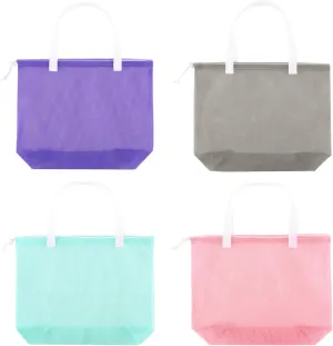 4Pieces Cute Mesh Pool Tote Bags,Mesh Beach Bags With Drawsting For Swim,Travel,Party