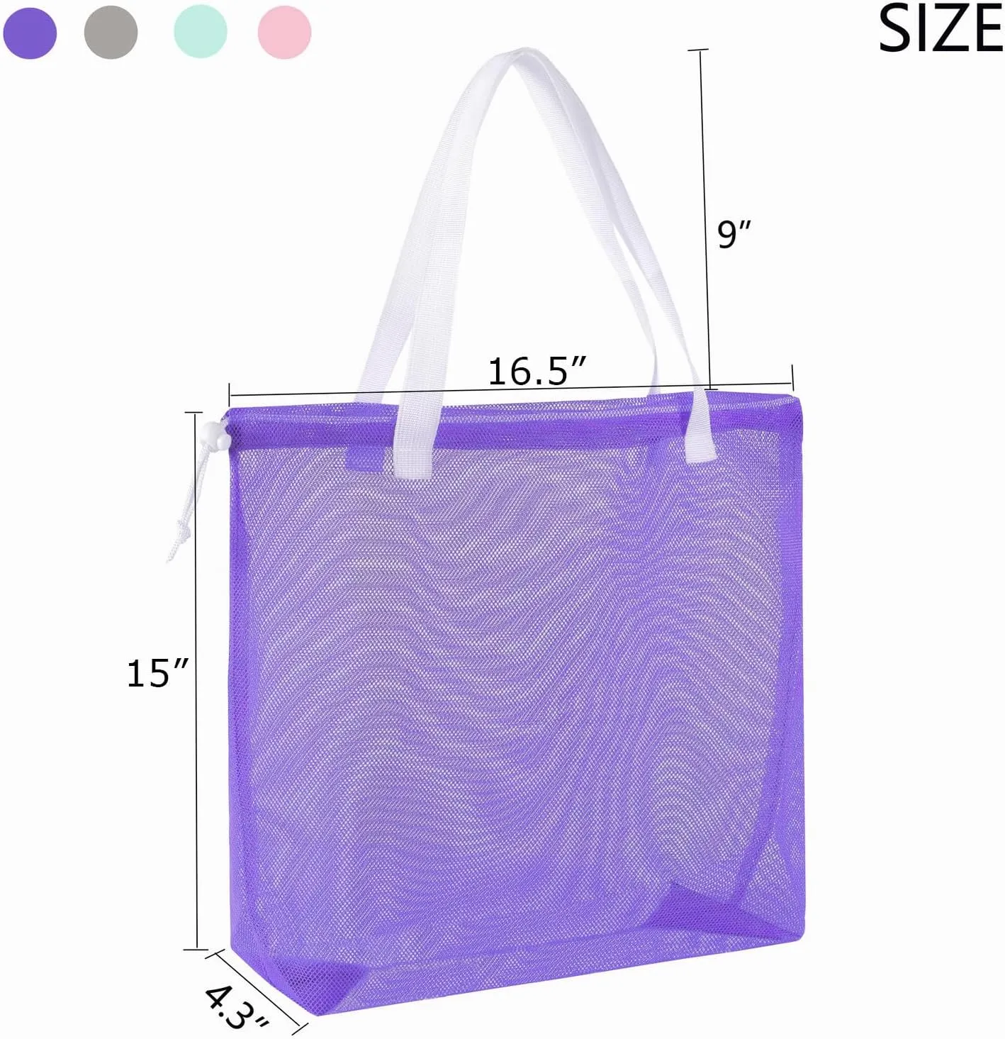 4Pieces Cute Mesh Pool Tote Bags,Mesh Beach Bags With Drawsting For Swim,Travel,Party
