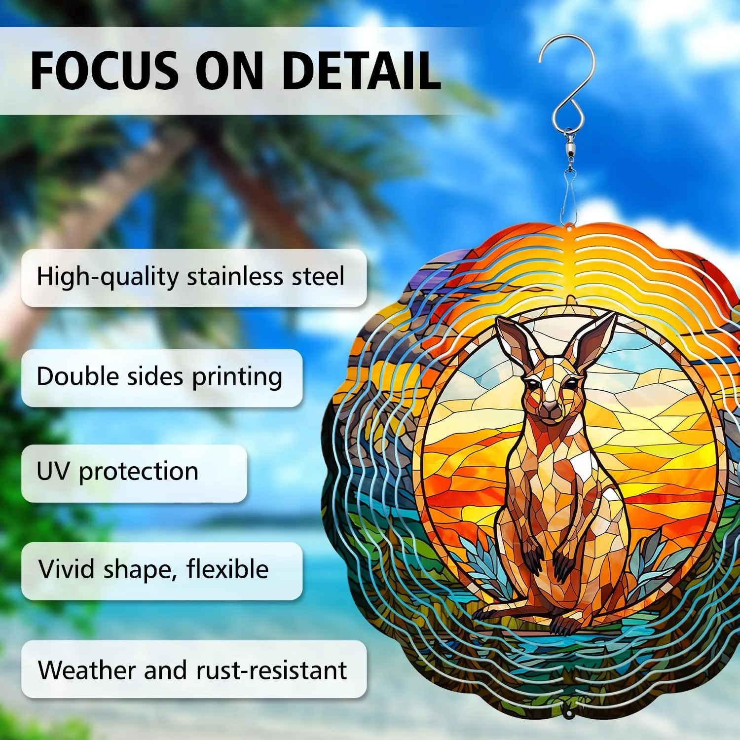 64memory Kangaroo Wind Spinner - Unique 3D Hanging Wind Spinner for Yard and Garden