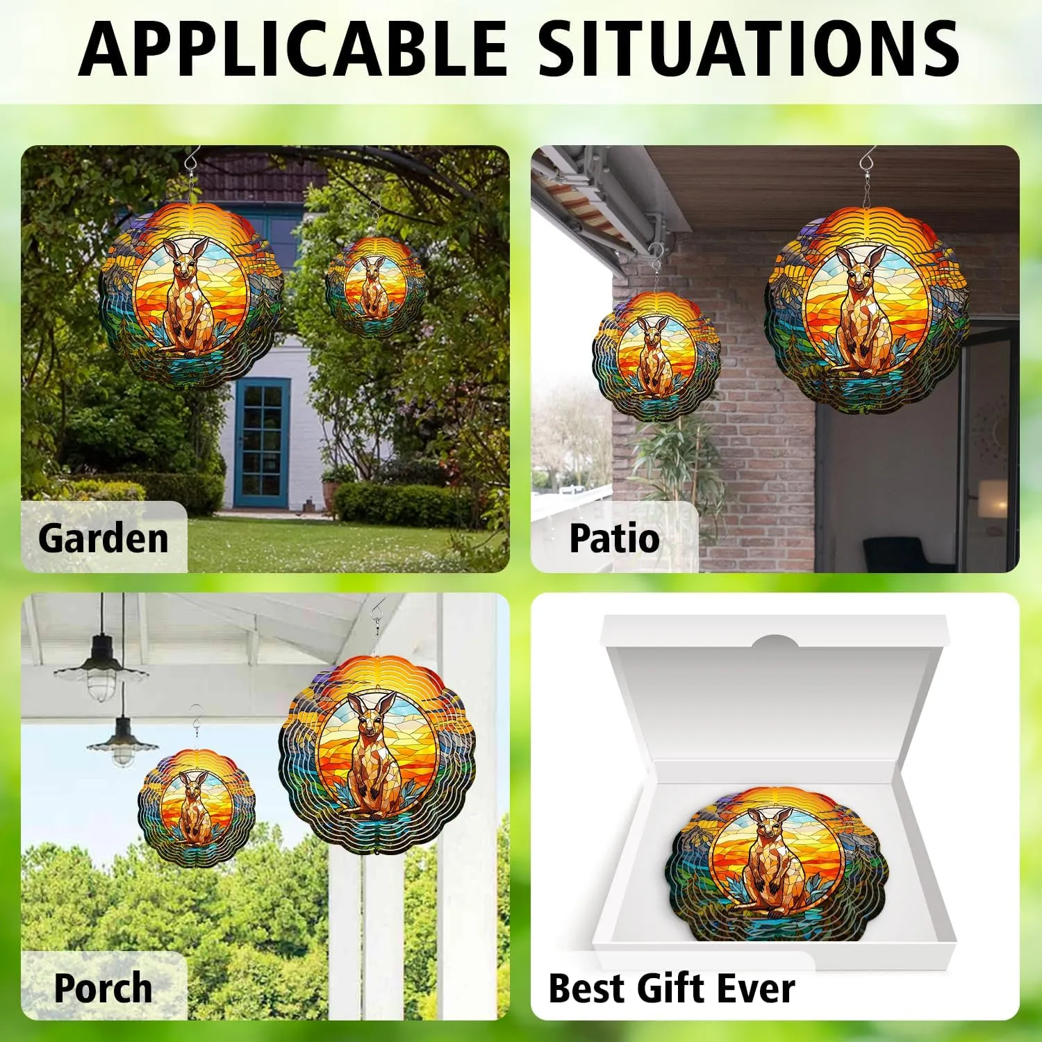 64memory Kangaroo Wind Spinner - Unique 3D Hanging Wind Spinner for Yard and Garden