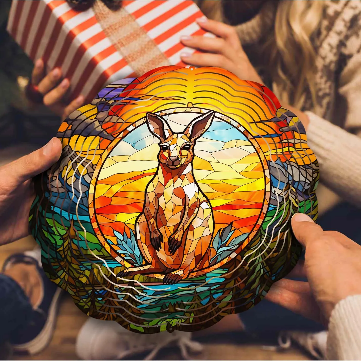 64memory Kangaroo Wind Spinner - Unique 3D Hanging Wind Spinner for Yard and Garden