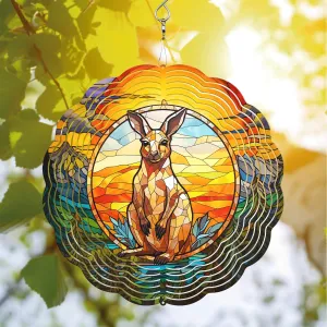 64memory Kangaroo Wind Spinner - Unique 3D Hanging Wind Spinner for Yard and Garden
