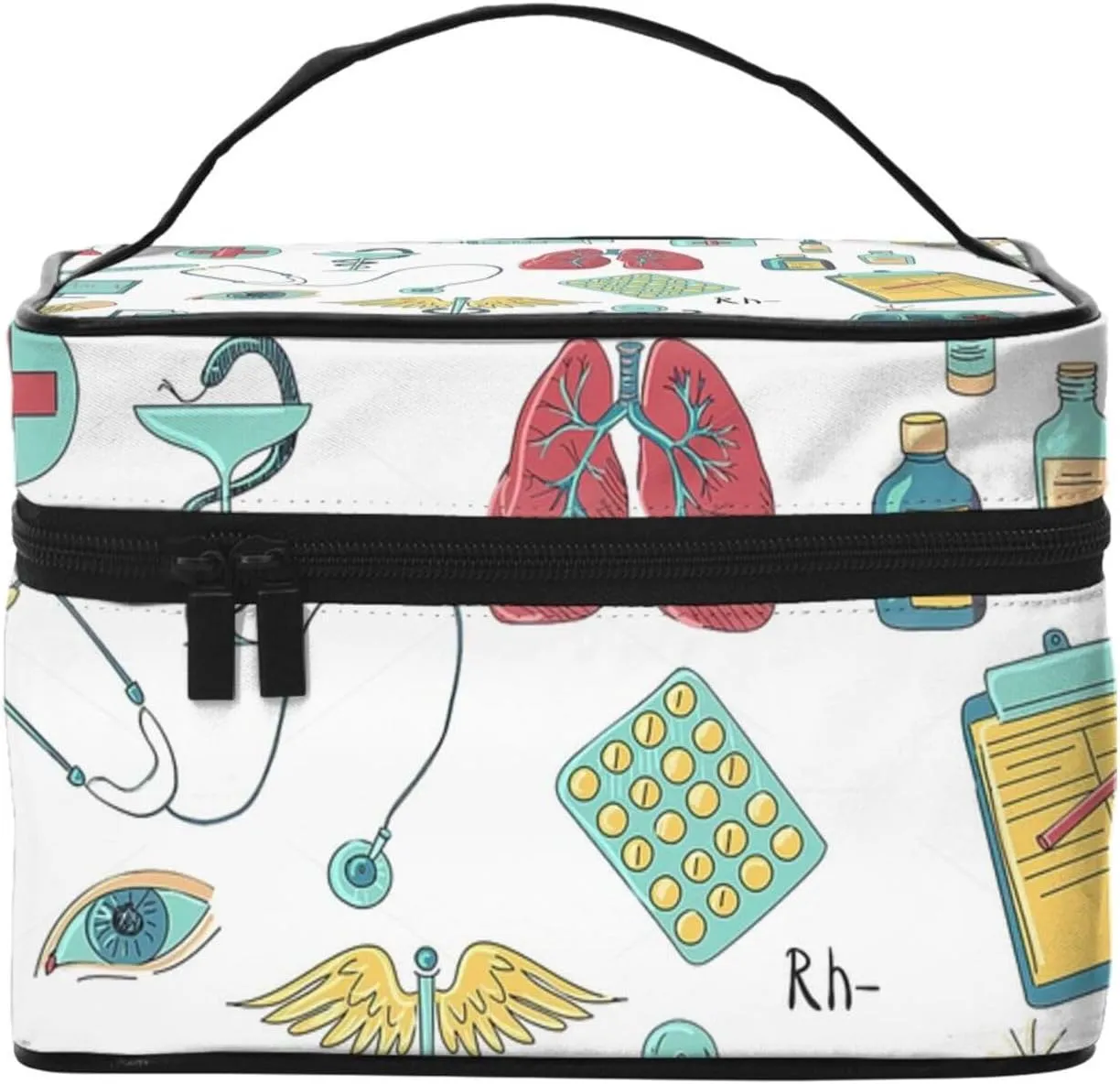 abstraction biology chemistry4 Print Portable Travel Makeup Case Versatile Zipper for Makeup Bag Large Capacity Polyeste