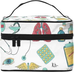 abstraction biology chemistry4 Print Portable Travel Makeup Case Versatile Zipper for Makeup Bag Large Capacity Polyeste