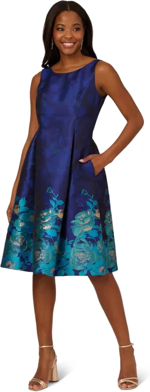 Adrianna Papell Women's Border Jacquard Dress