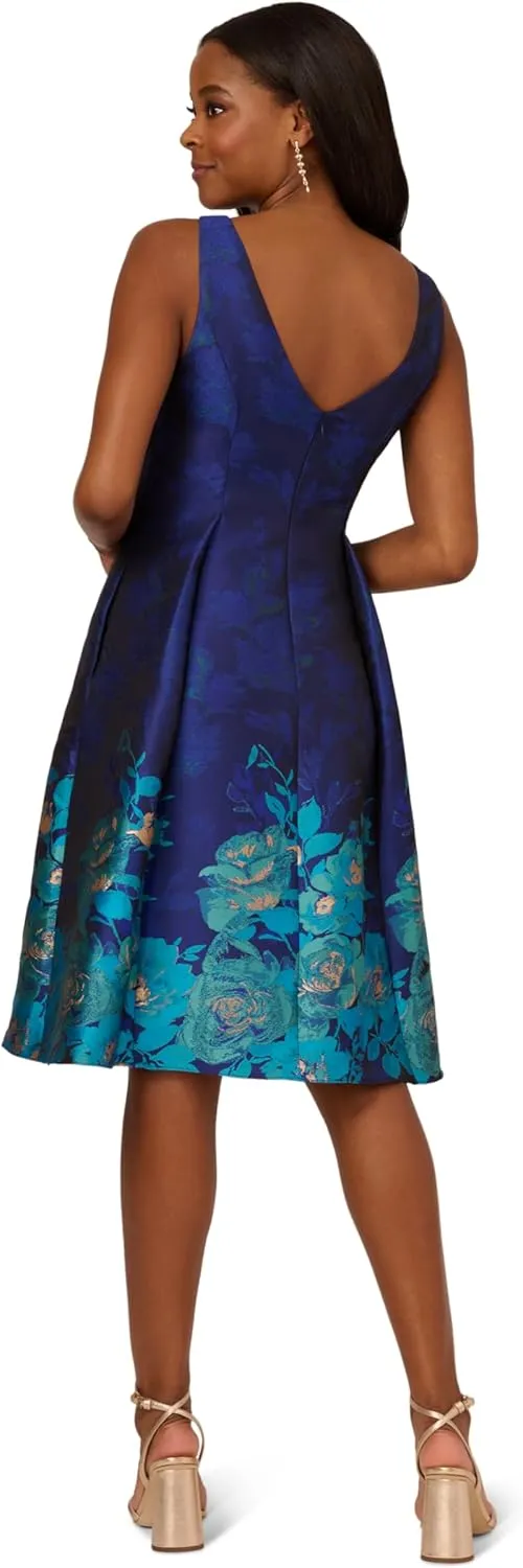 Adrianna Papell Women's Border Jacquard Dress
