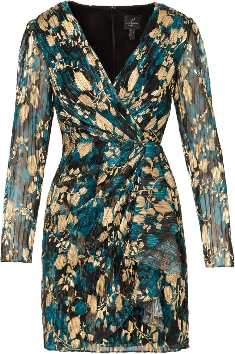 Adrianna Papell Women's Crinkle Foil Wrap Dress