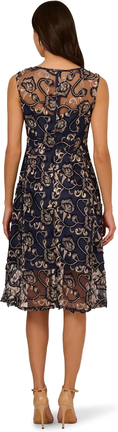 Adrianna Papell Women's Embroidered Midi Dress