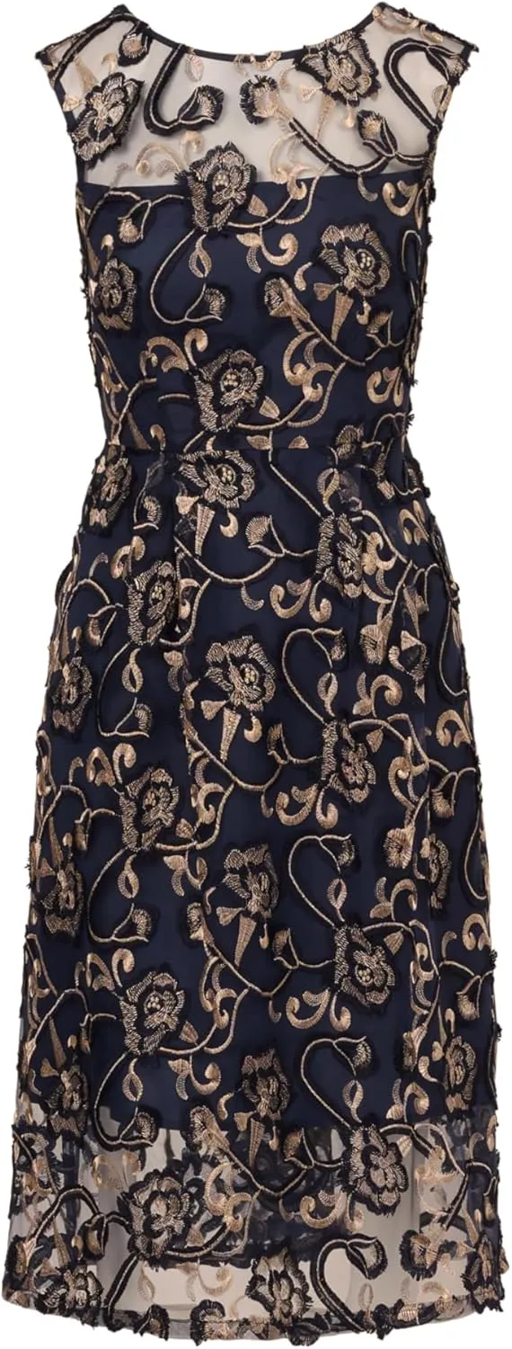 Adrianna Papell Women's Embroidered Midi Dress