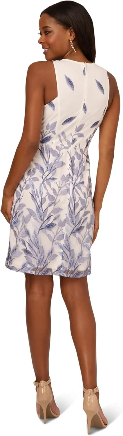 Adrianna Papell Women's Leaf Embroidered A-line Dress