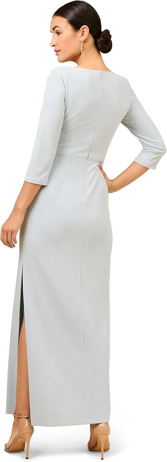 Adrianna Papell Women's Metallic Knit Tie Front Gown