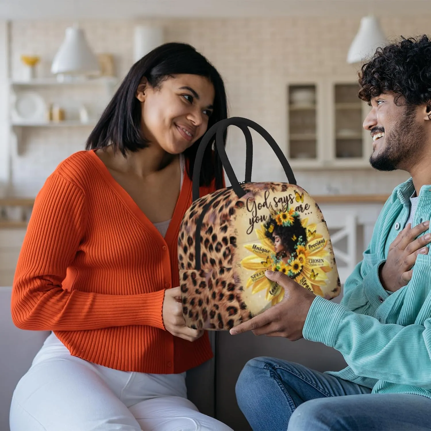 African American Women Lunch Bag Reusable Yellow American Afro Woman Leakproof Insulated Lunch Box Cooler Tote Bag Food Snack Container for Men Adult Work Travel Picnic
