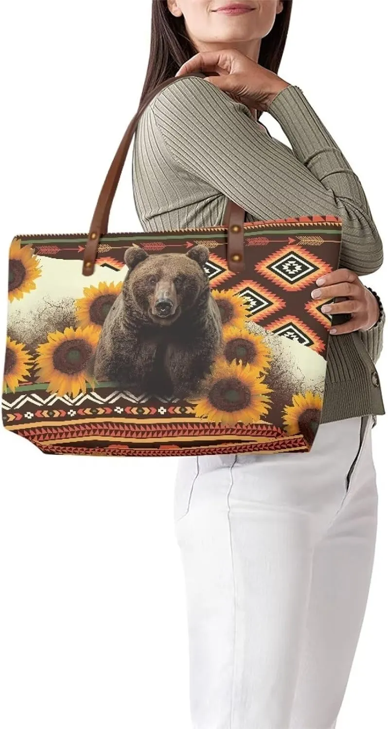 African Tribal Ethnic Print Women Tote Shoulder Bags Casual Handbag