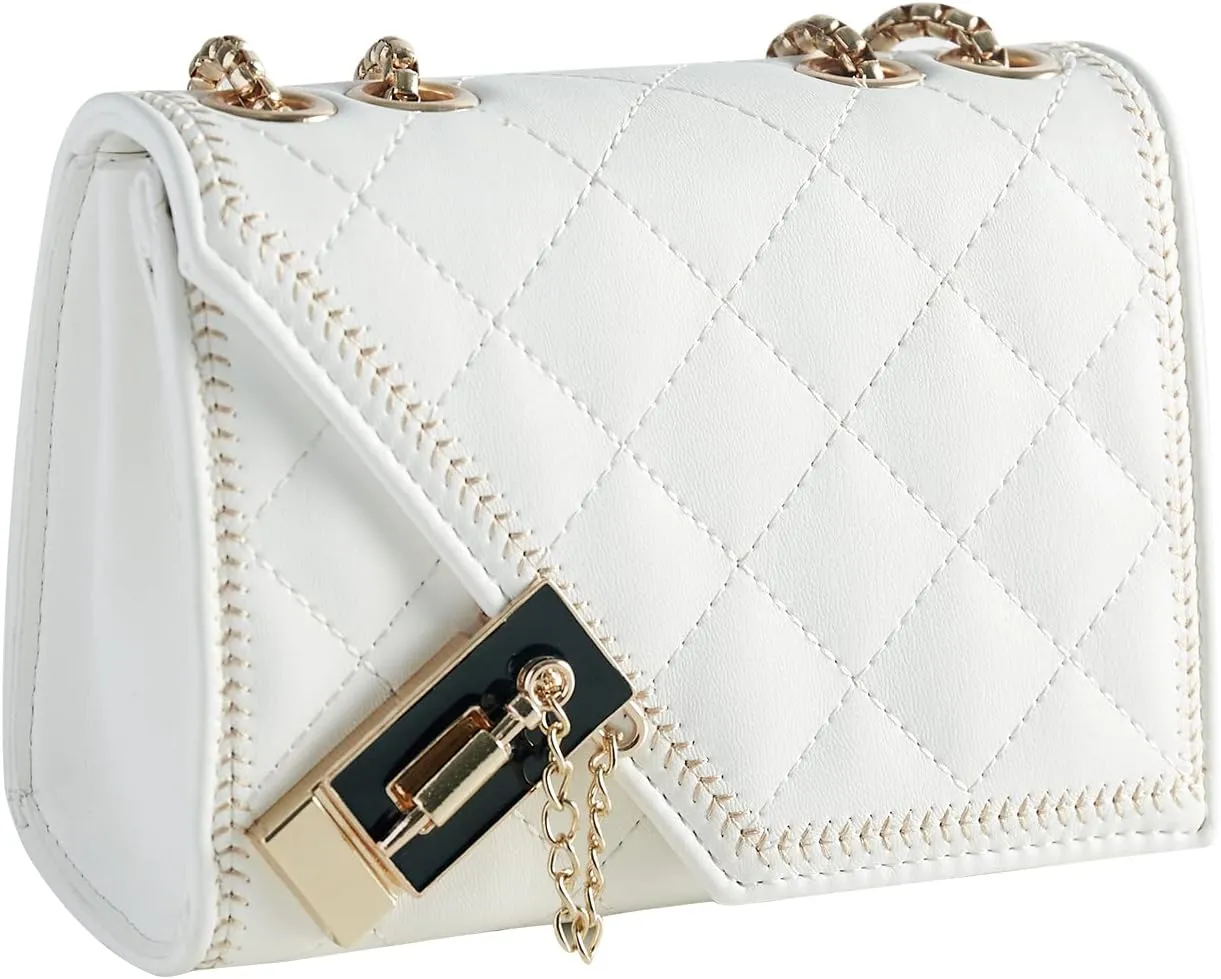 Aiqudou Quilted Crossbody Bag for Women - Leather Shoulder Bag Fashion Chain Small Purse