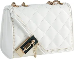 Aiqudou Quilted Crossbody Bag for Women - Leather Shoulder Bag Fashion Chain Small Purse