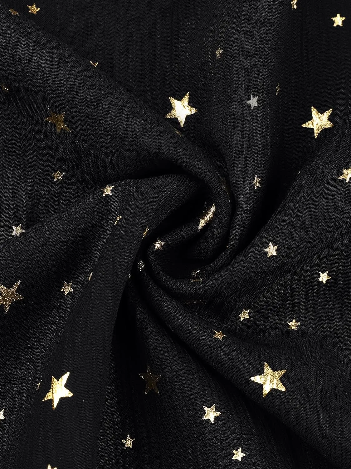 Allegra K Square Neck Dress for Women's Metallic Stars Ruffle Short Sleeve A-Line Stretch Waist Dress