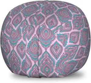 Ambesonne Art Deco Storage Toy Bag Chair, Hand-Drawn Floral Elements in Batik Style Oriental Droplet, Stuffed Animal Organizer Washable Bag, Small Size, Multicolor