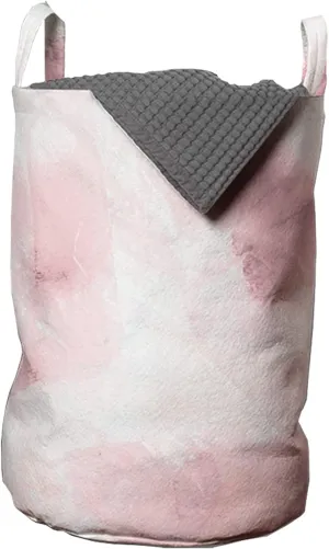 Ambesonne Batik Laundry Bag, Wrinkled Look Pink Colored Hues Abstract Style Graphic Design, Hamper Basket with Handle Drawstring Closure for Laundromats, 13" x 19", Dried Rose Pale Rose