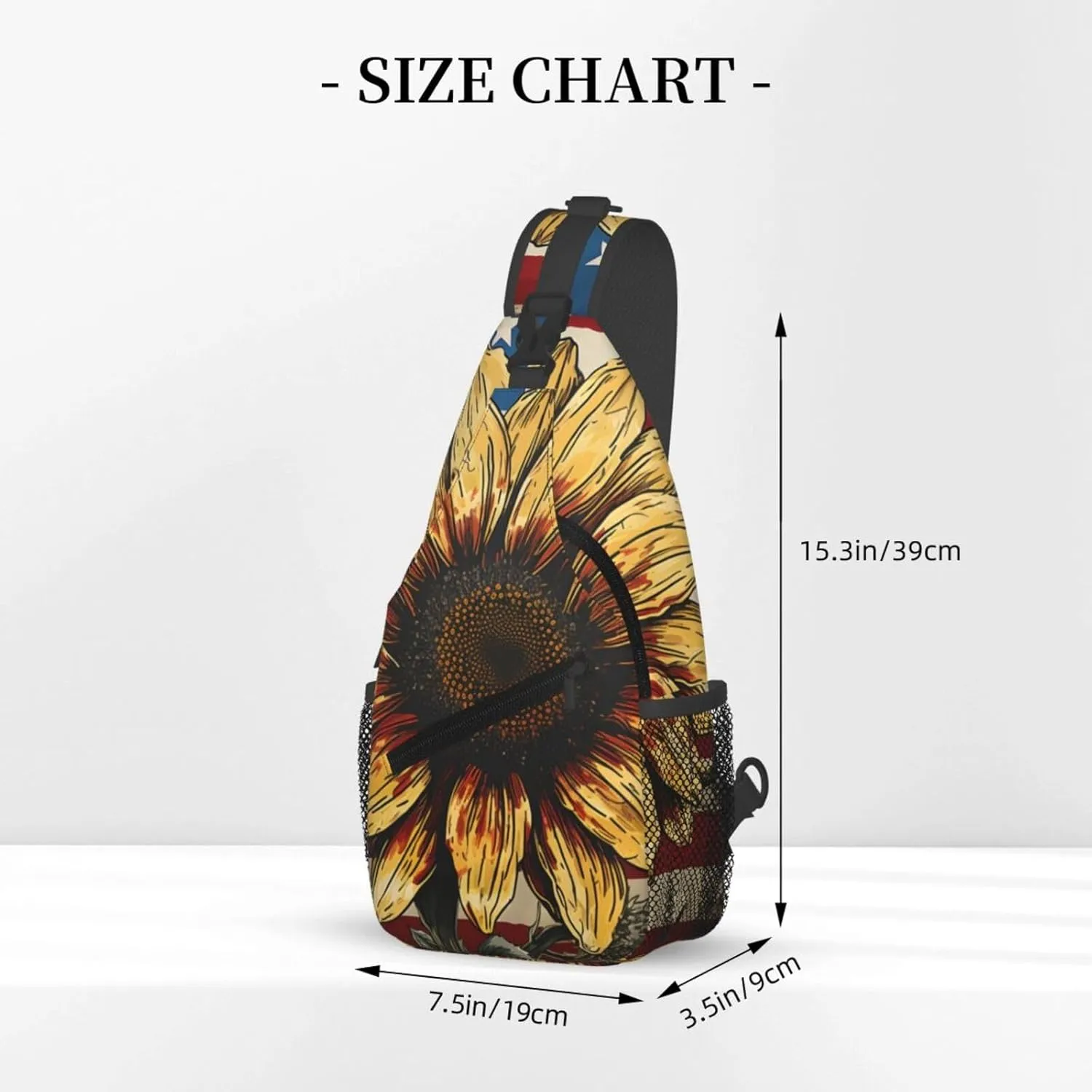 American Flag Sunflower Cross Chest Bag For Men Shoulder Bag Travel Hiking Daypack For Women Sling Bag Unisex Crossbody Backpack Casual Bags