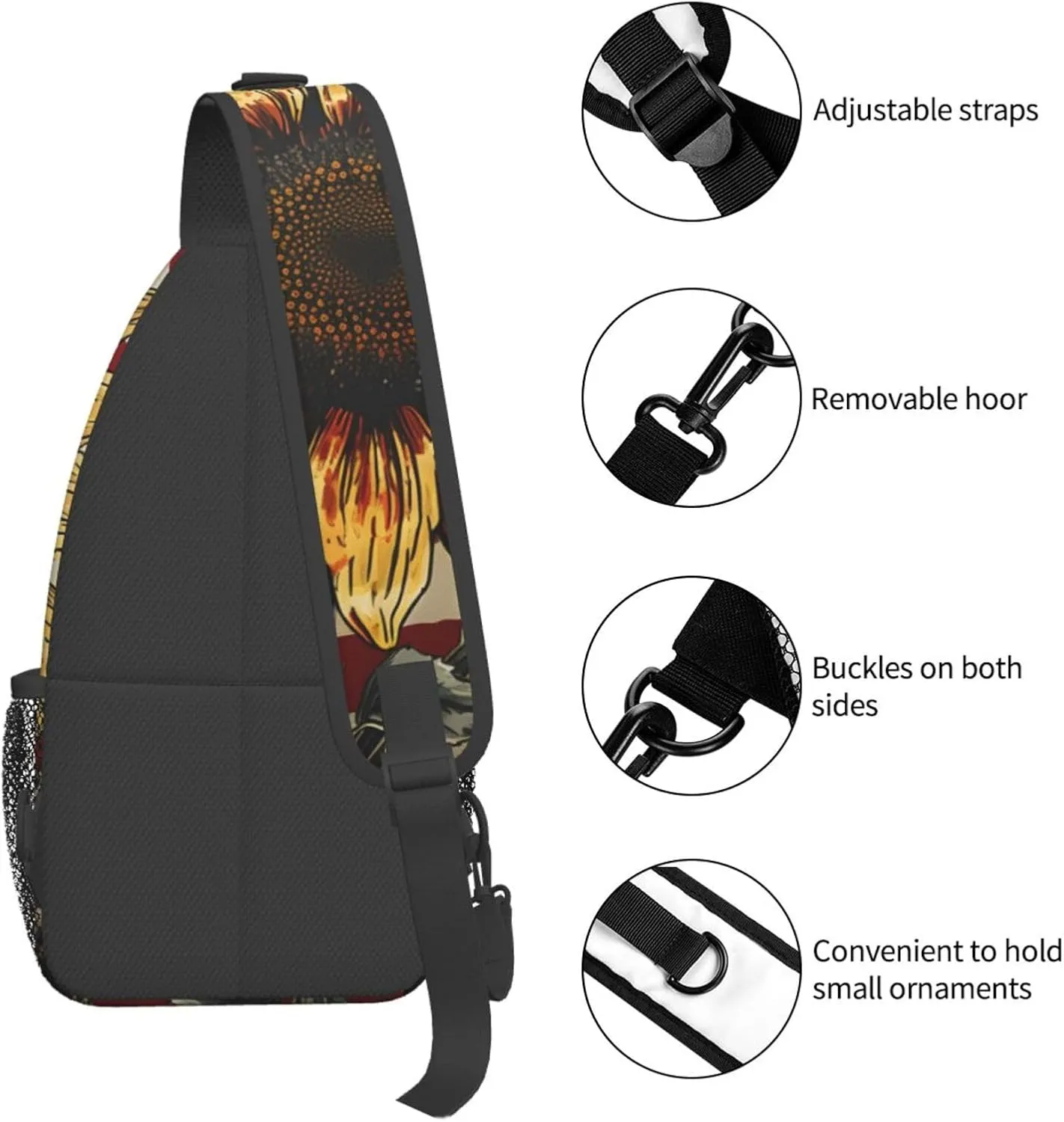 American Flag Sunflower Cross Chest Bag For Men Shoulder Bag Travel Hiking Daypack For Women Sling Bag Unisex Crossbody Backpack Casual Bags