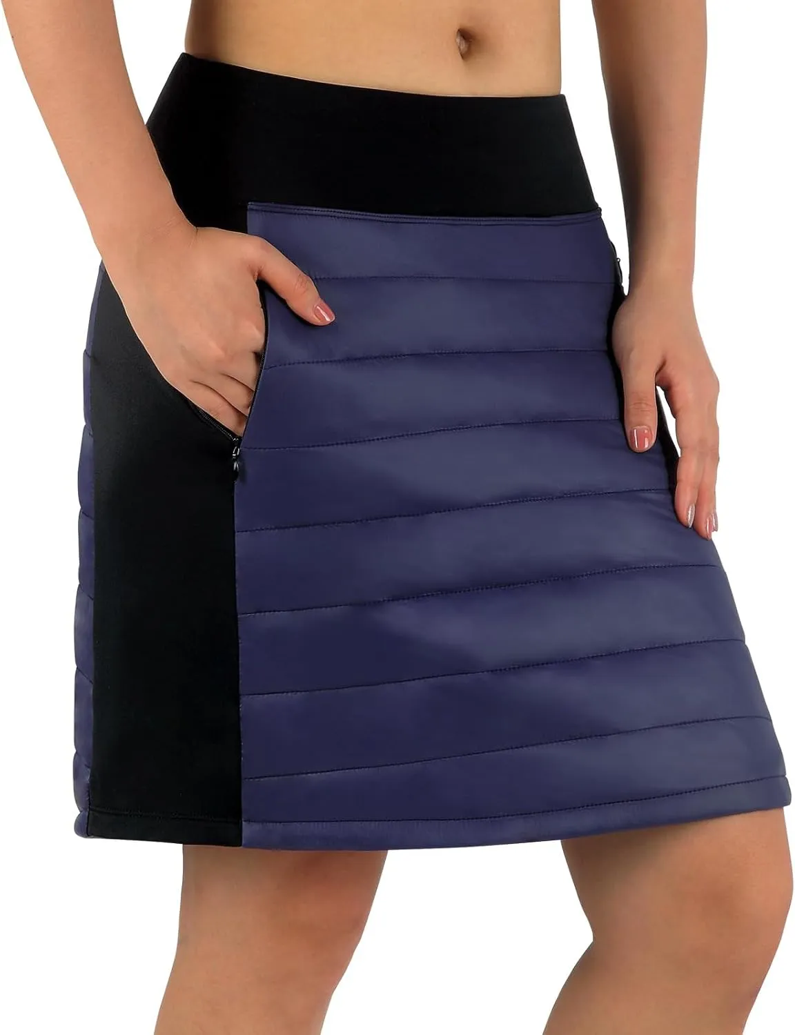 ANIVIVO Women Puffer Insulated Skirts,Down Quilted Skorts Winter Outdoor Skirt with Zipper Pockets