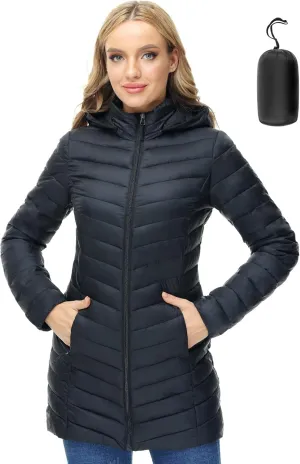 ANOTHER CHOICE Women Puffer Jacket Hooded Warm Lightweight Packable Quilted Puffer Coat Outwear