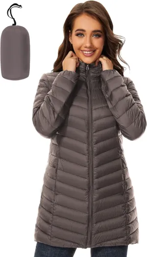 ANOTHER CHOICE Women Puffer Jacket Hooded Warm Lightweight Packable Quilted Puffer Coat Outwear