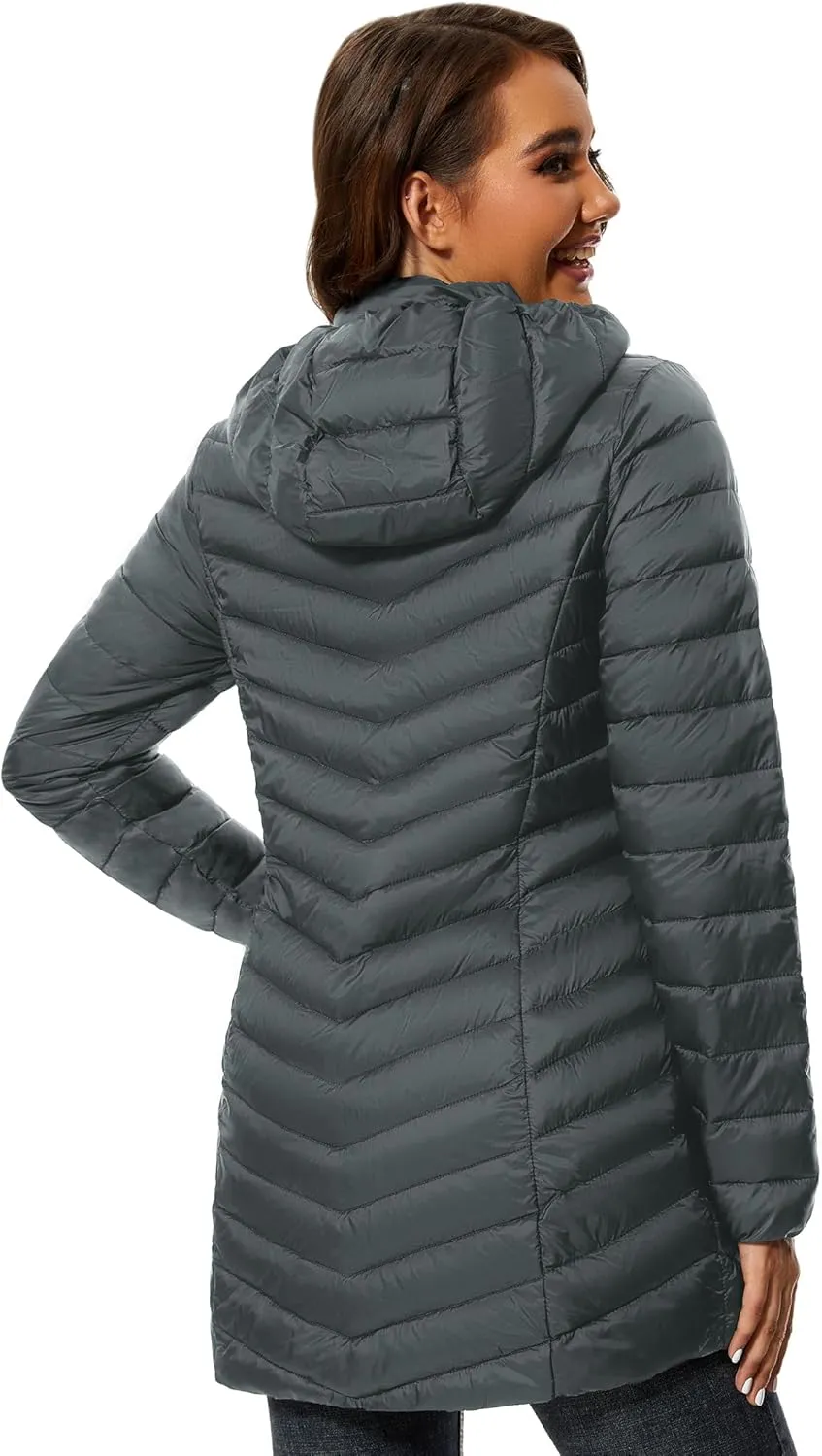 ANOTHER CHOICE Women Puffer Jacket Hooded Warm Lightweight Packable Quilted Puffer Coat Outwear