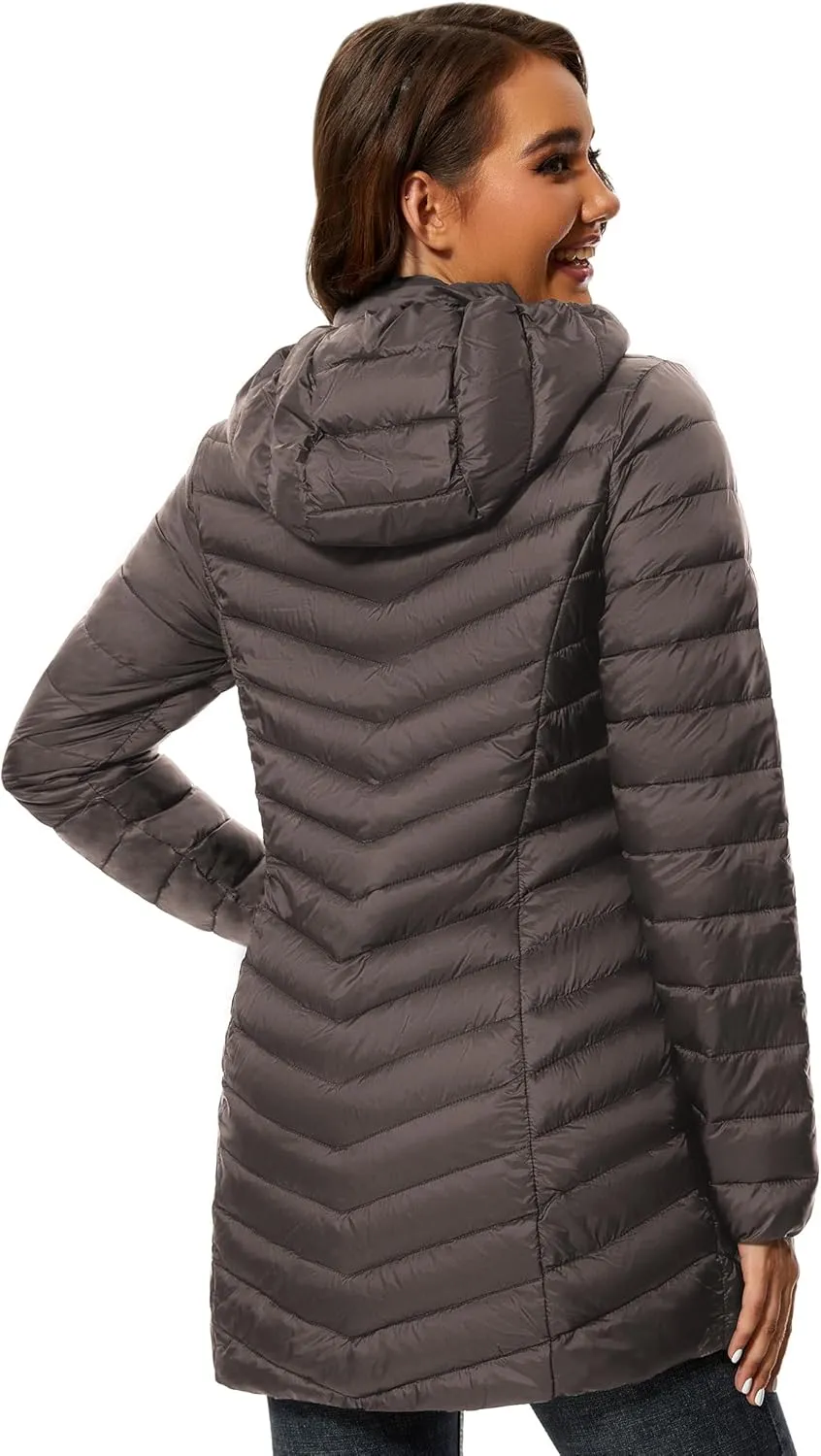 ANOTHER CHOICE Women Puffer Jacket Hooded Warm Lightweight Packable Quilted Puffer Coat Outwear