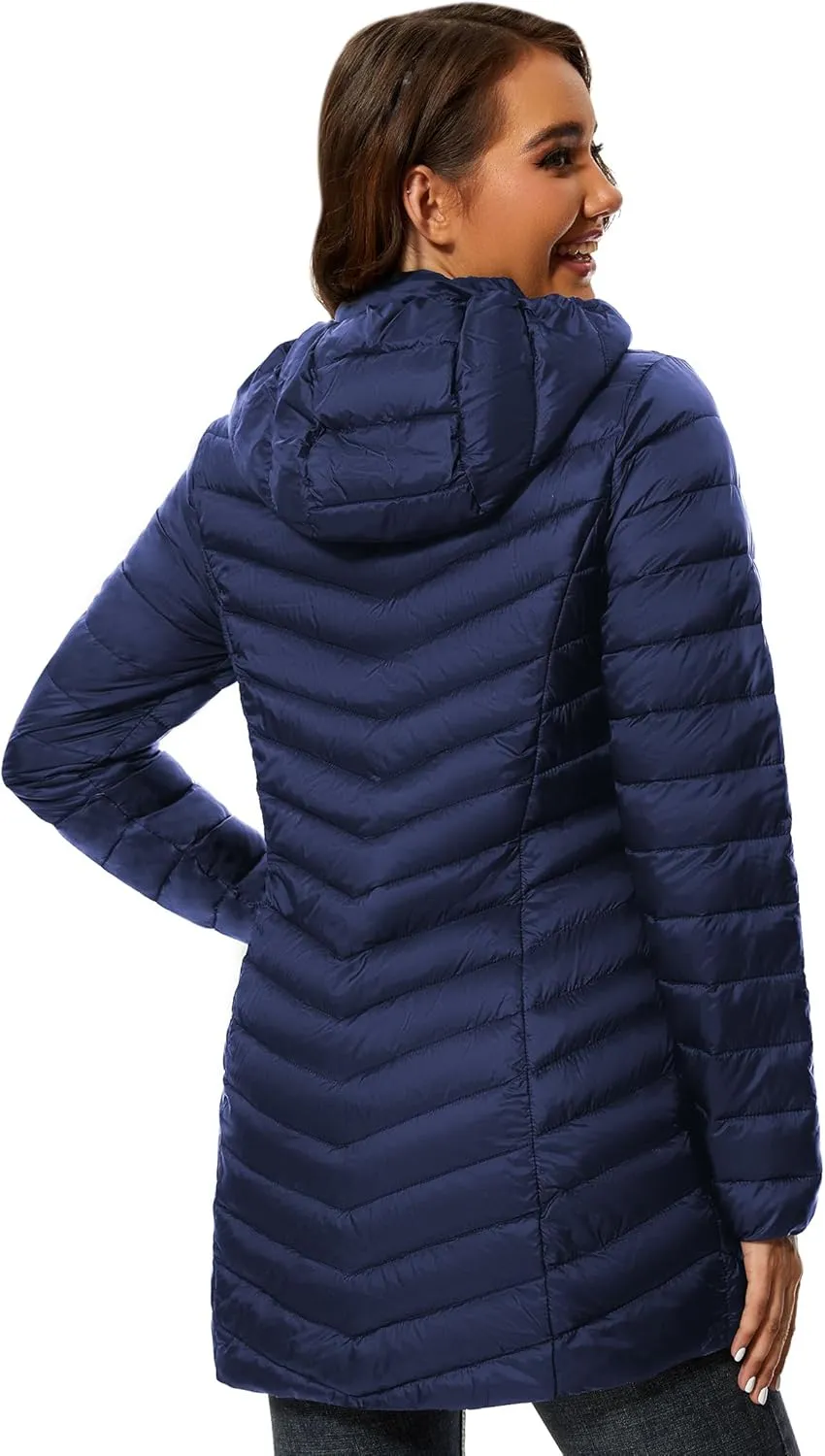 ANOTHER CHOICE Women Puffer Jacket Hooded Warm Lightweight Packable Quilted Puffer Coat Outwear