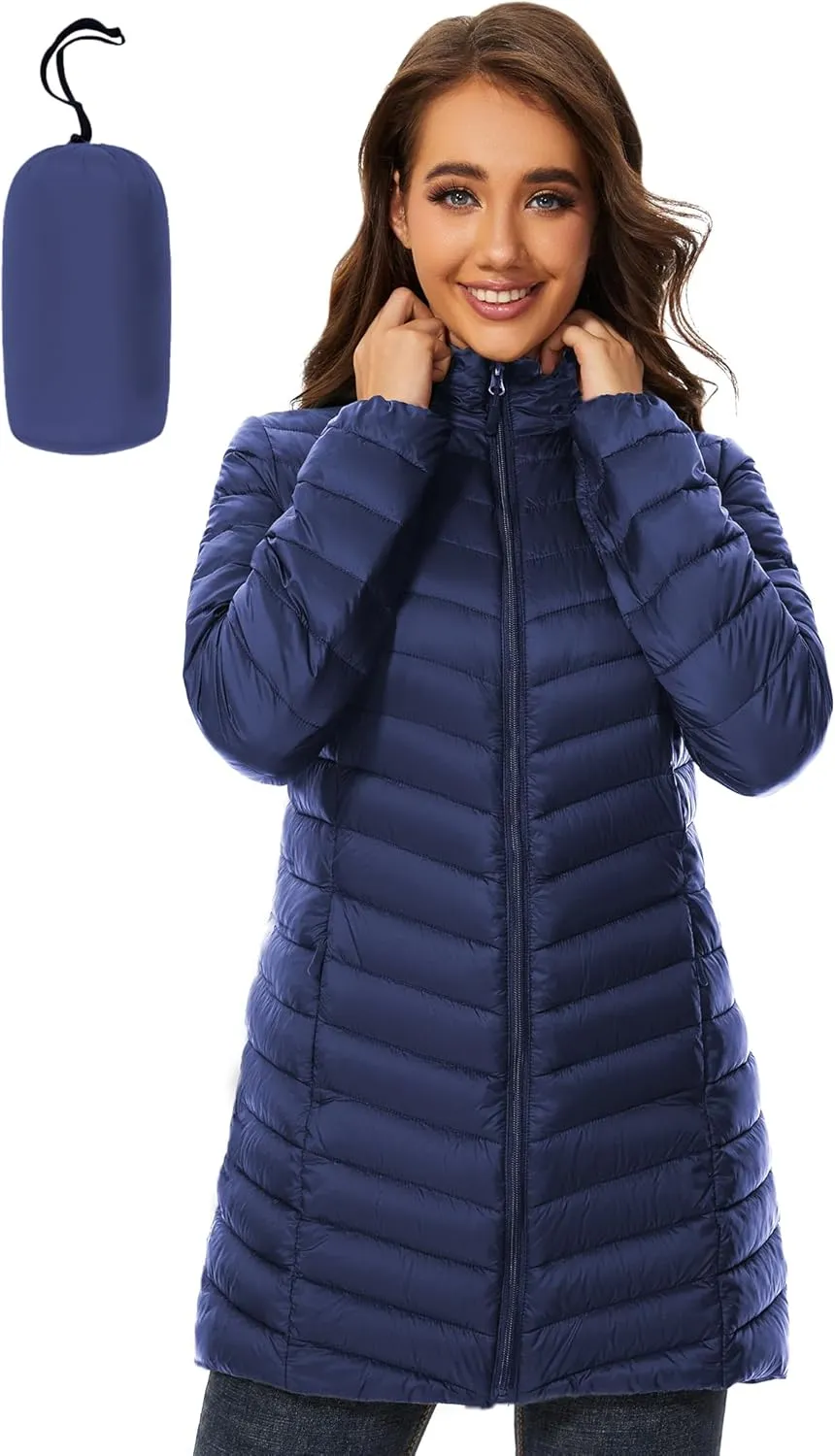 ANOTHER CHOICE Women Puffer Jacket Hooded Warm Lightweight Packable Quilted Puffer Coat Outwear