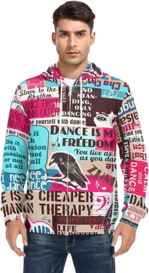 Ant with Leaf Men's Quilted Lined Flannel Jacket with Hood Full-Zip Fleece Hoodie