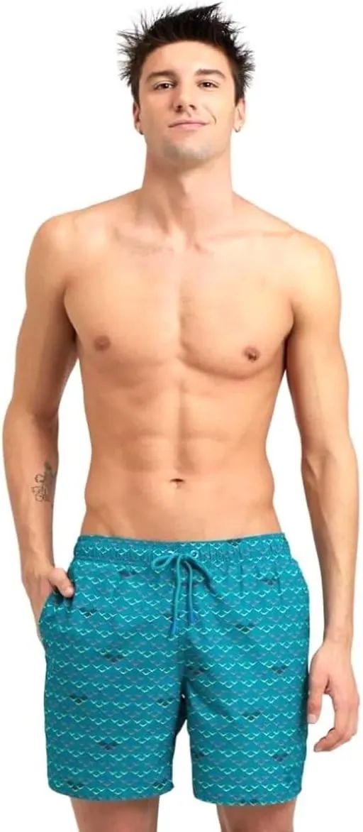 ARENA Men's Icons Solid Beach Short Boxers Swimming Bermuda with Mesh Inner Brief, Side Pockets, Pool Beach Vacation Swimsuit