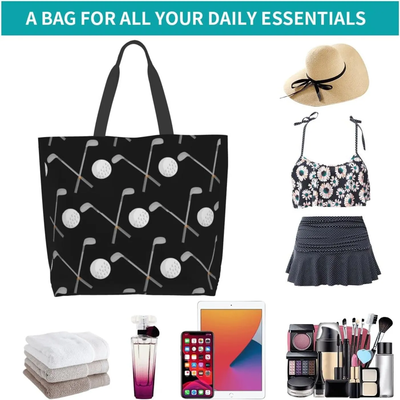 ASYG Cute Golf Print Sling Tote Bag For Women & Men