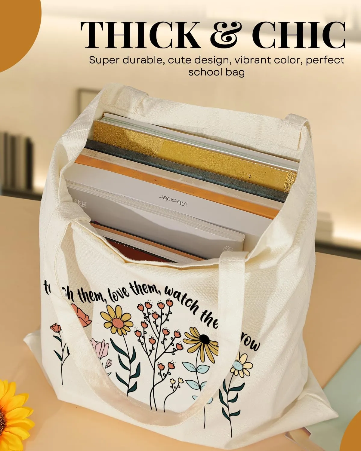 AUSVKAI Canvas Tote Bag Aesthetic for Women, Cute Cloth Cotton Bags for College Shopping Beach Grocery and Trendy Gifts