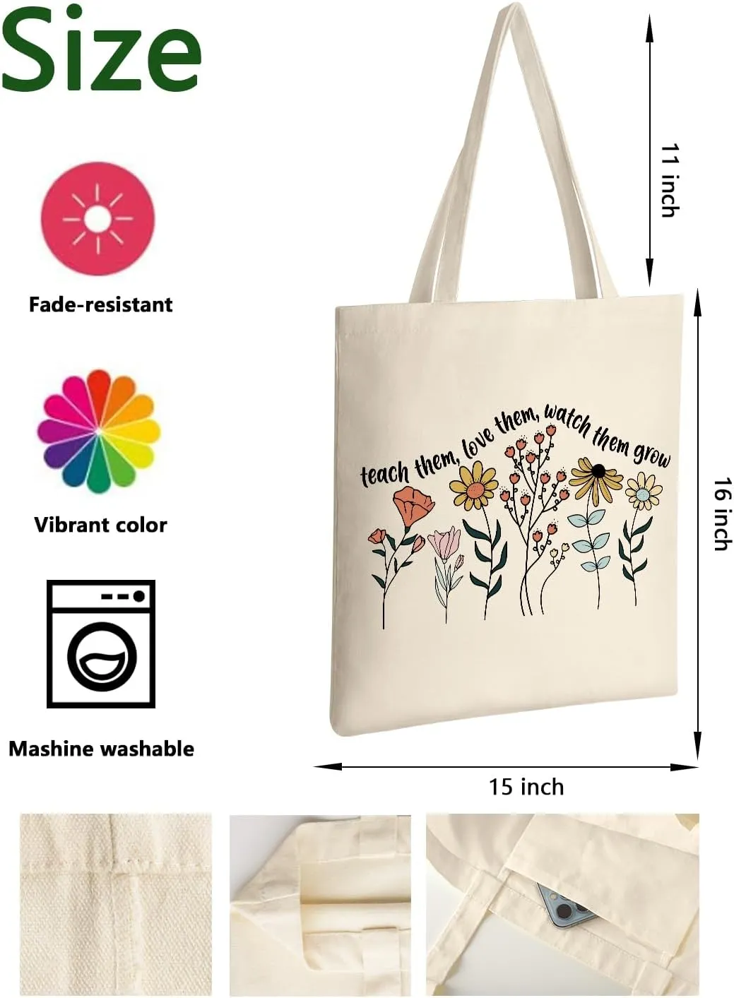 AUSVKAI Canvas Tote Bag Aesthetic for Women, Cute Cloth Cotton Bags for College Shopping Beach Grocery and Trendy Gifts