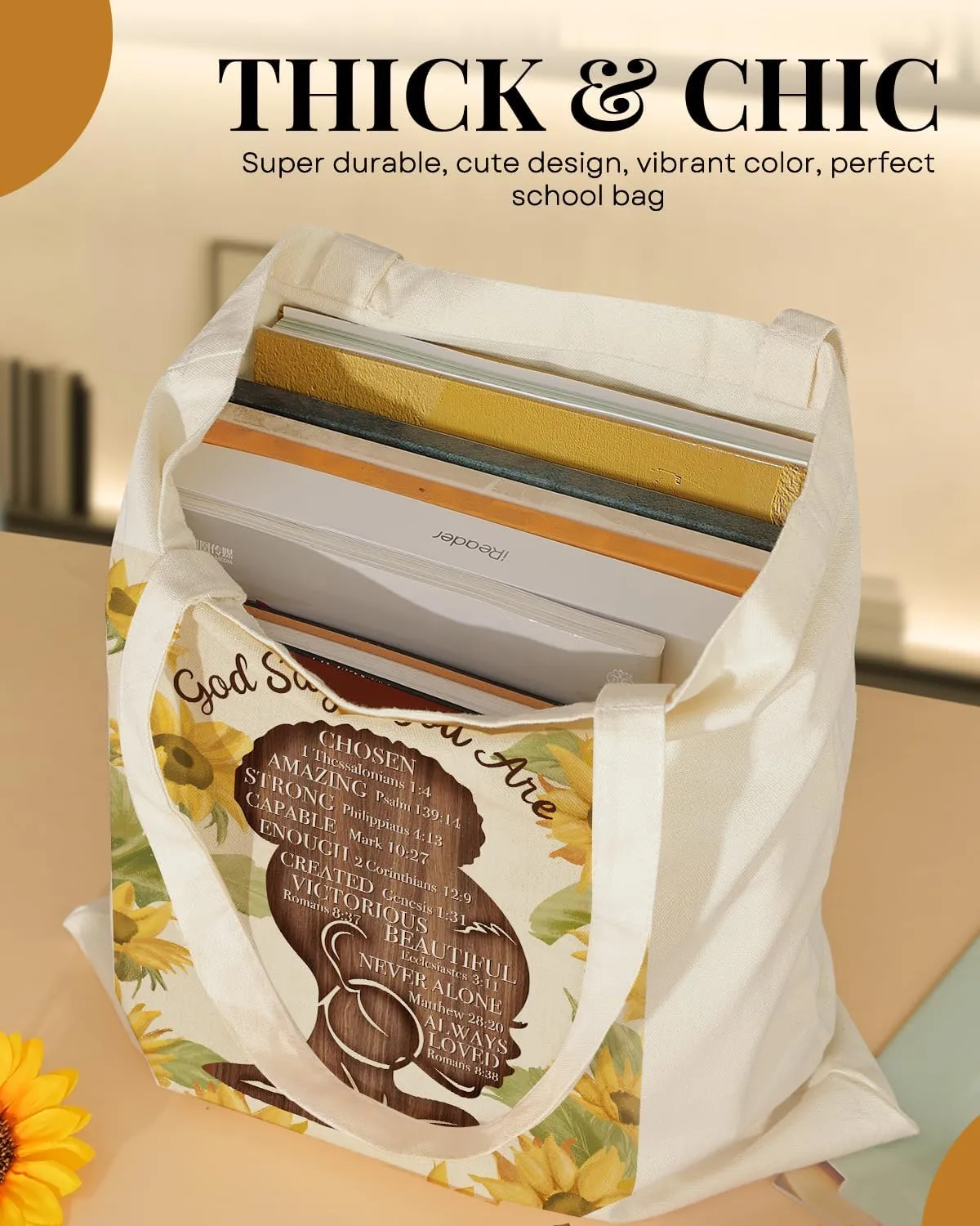 AUSVKAI Canvas Tote Bag for Women, Aesthetic Cute Grocery Grocery Reusable Cotton Gift Bag for Shooping Beach Trendy Gifts