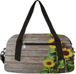 Autumn Sunflower Wooden Kids Duffel Bag for Girls Boys Teens, Oil Painting Dance Bag Overnight Small Duffel Bag Carry On Weekend Sports Gym Travel Bag for School Practice Gymnastics Ballet