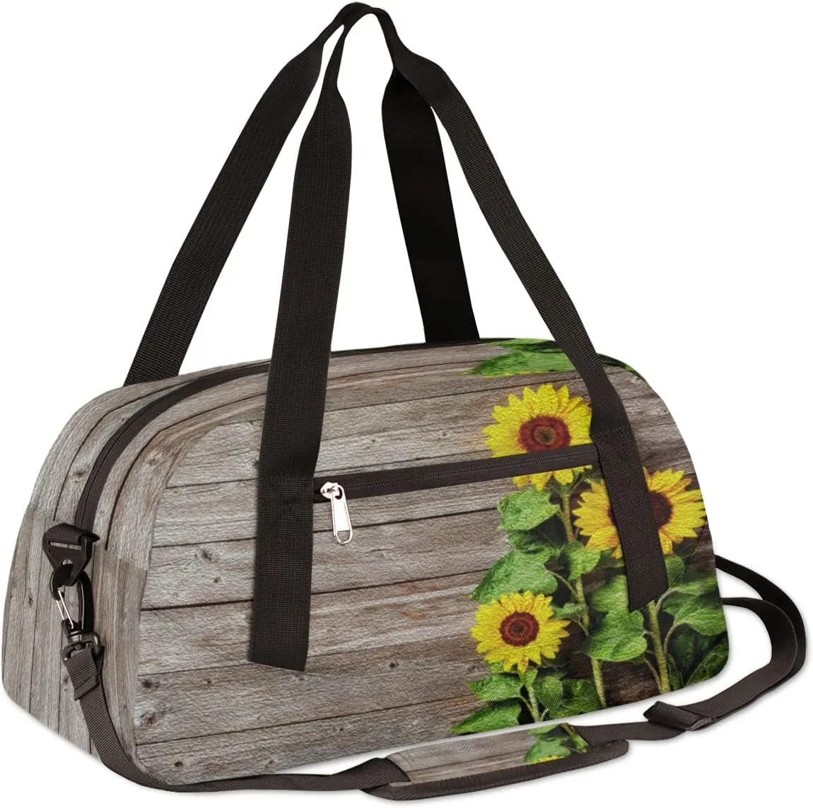 Autumn Sunflower Wooden Kids Duffel Bag for Girls Boys Teens, Oil Painting Dance Bag Overnight Small Duffel Bag Carry On Weekend Sports Gym Travel Bag for School Practice Gymnastics Ballet