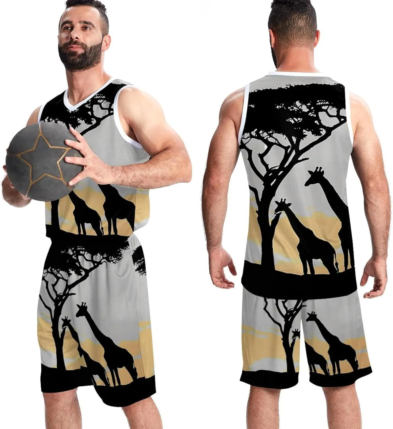 Basketball Jerseys Shorts Sport Set, Jerseys for Men, Men's Athletic Basketball Jersey, Sunflower