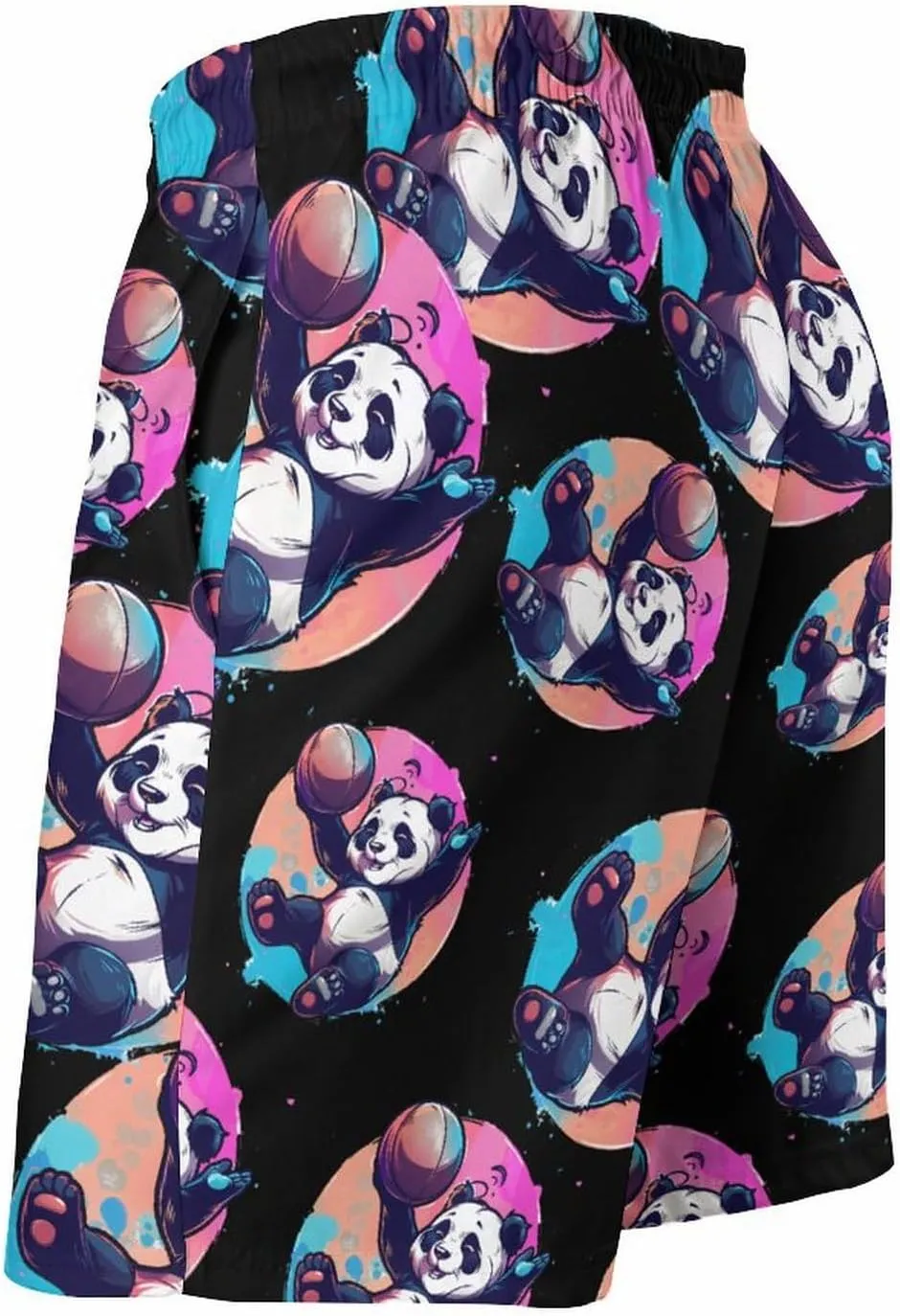 Basketball Panda Slam Dunk Mens Swim Trunks Quick Dry Beach Shorts Board Shorts Swimwear Bathing Suits with Mesh Lining