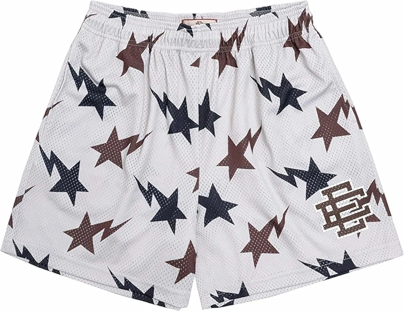 Basketball Shorts Breathable Fashion Mesh Print Shorts Drawstring Sports Running Beach Short Pants