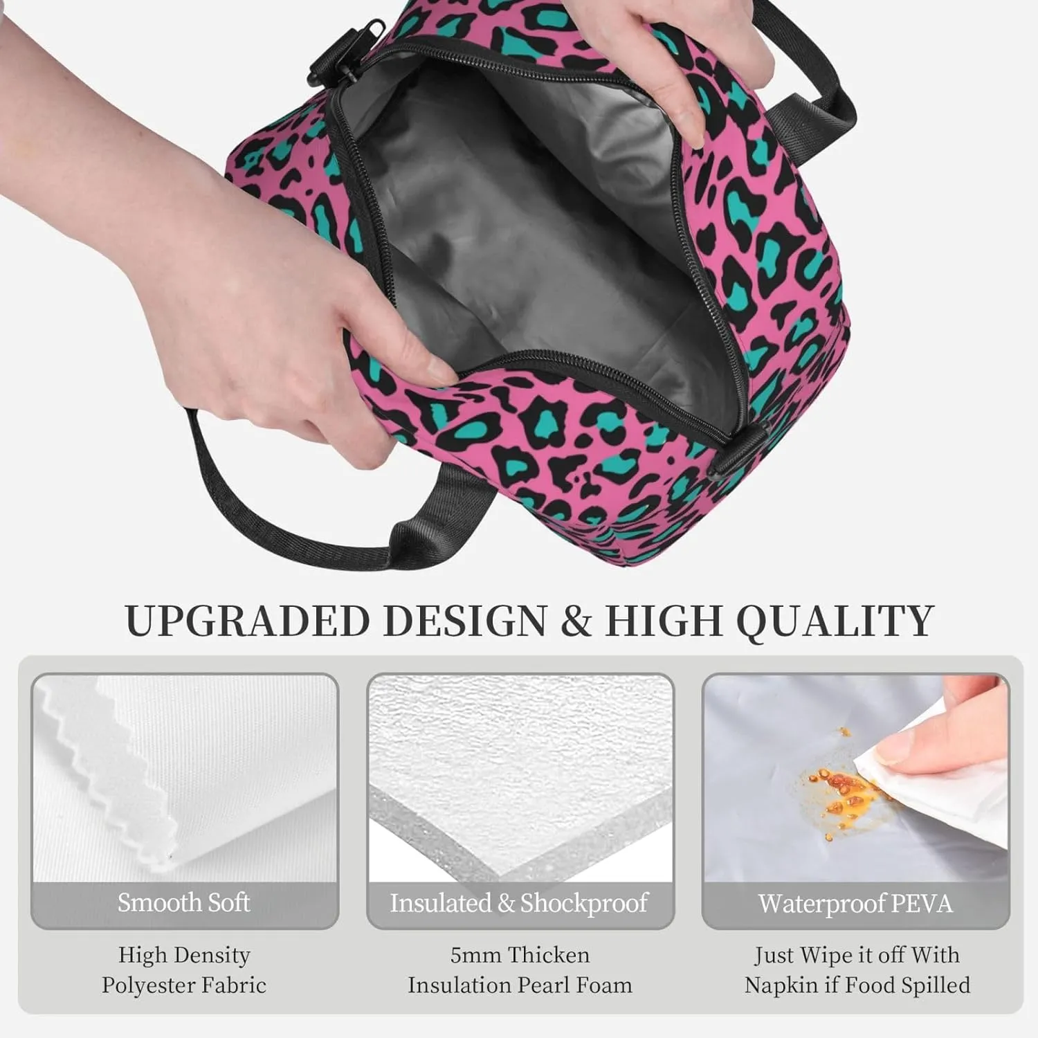 Batik Print,Insulated Reusable Lunch Bag with Adjustable Shoulder Strap for Adults,Eastern Droplet-Shaped Paisley,Leakproof Office Picnic Hiking Beach Tote Bag,Pink Purple,9x5x7.8in