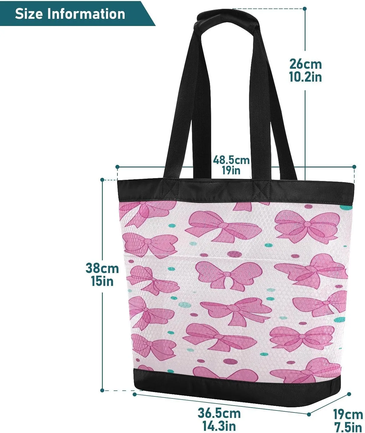 Beach Bag for Women Waterproof Sandproof Mesh Beach Tote Bag with Zipper and Pockets 1F