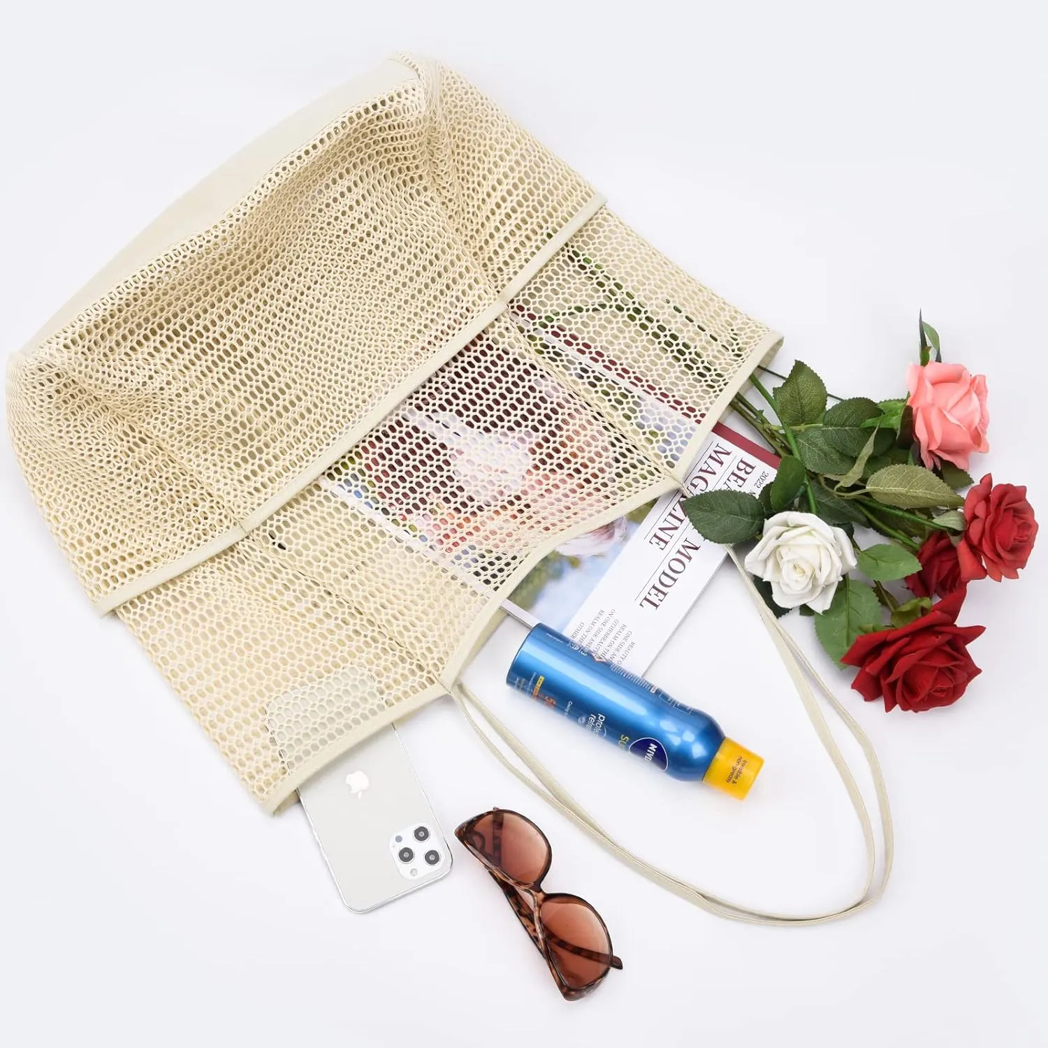 Beach Bag - Mesh Tote Bag Mothers Day Gifts for Mom Women Bag for Travel Pool Family Beach Vacation Cruise Essentials 2025