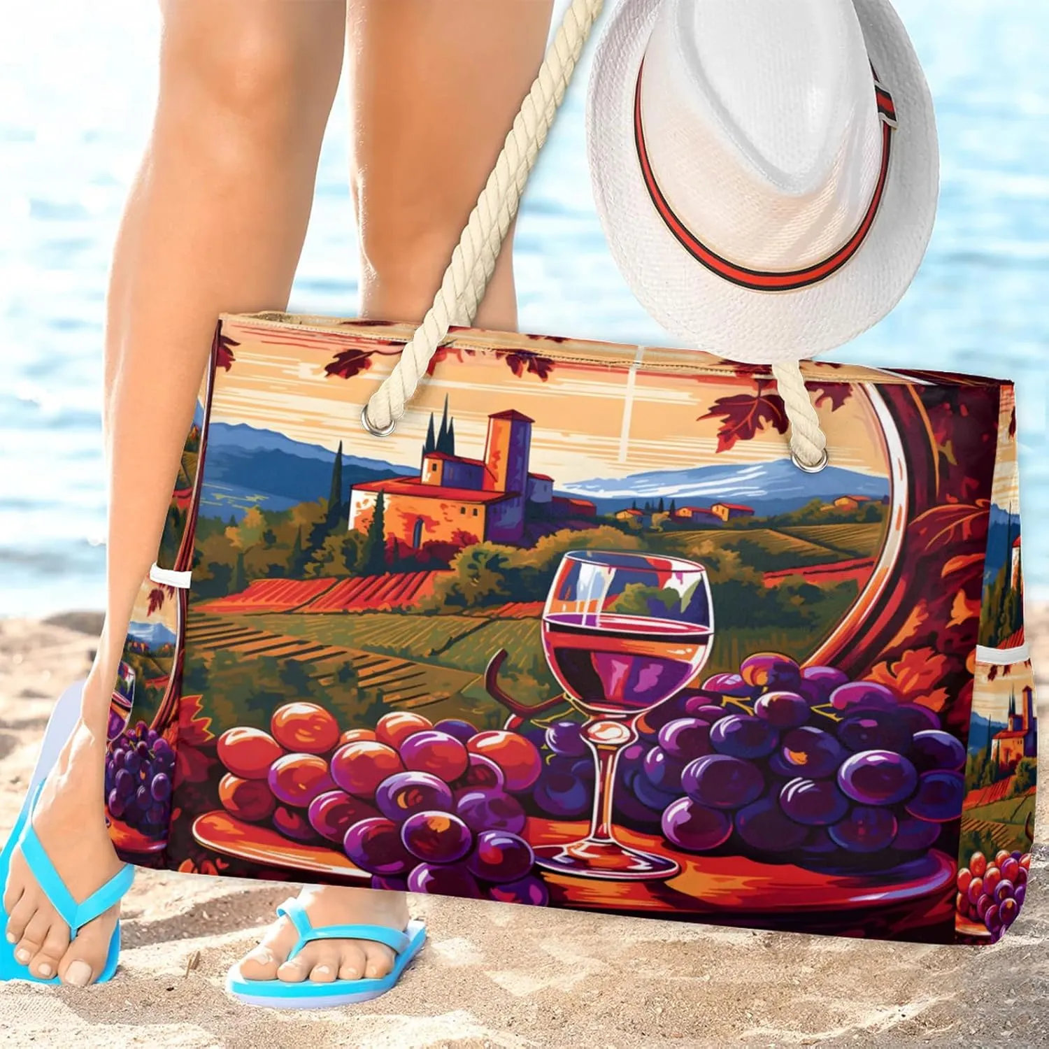 Beach Bags for Women and Men Extra Large Waterproof Sandproof Zipper Travel Tote Bag