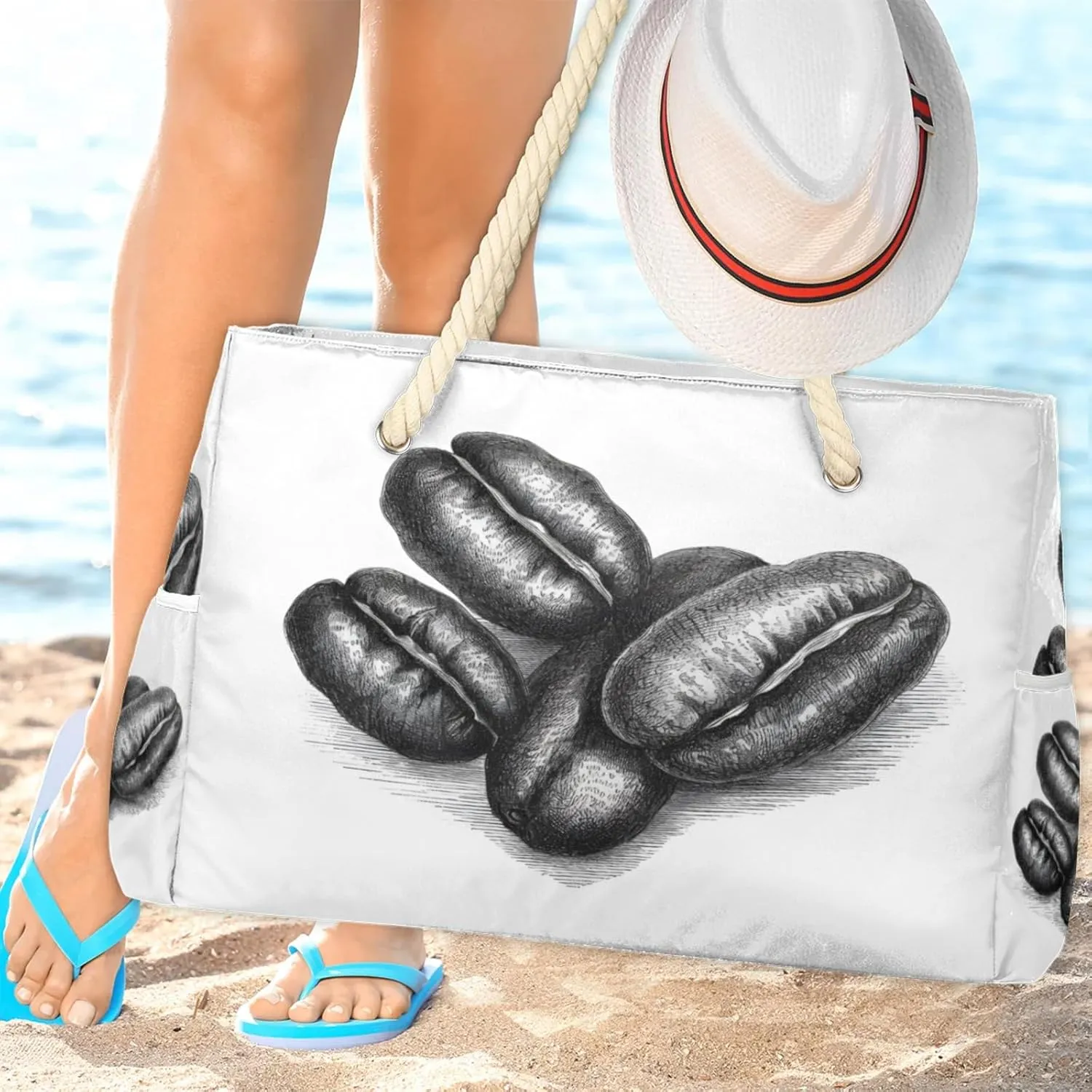 Beach Bags for Women and Men Extra Large Waterproof Sandproof Zipper Travel Tote Bag