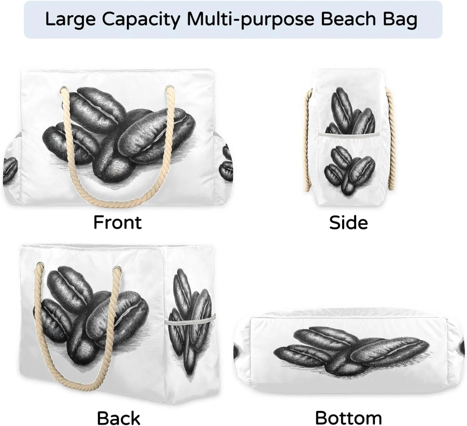 Beach Bags for Women and Men Extra Large Waterproof Sandproof Zipper Travel Tote Bag