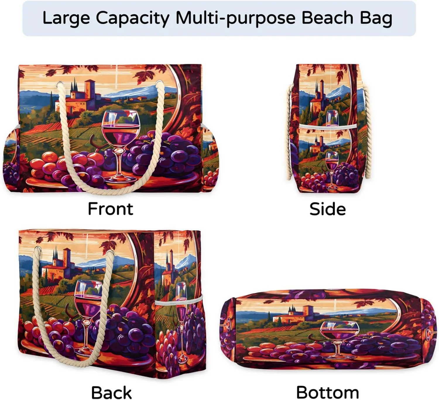 Beach Bags for Women and Men Extra Large Waterproof Sandproof Zipper Travel Tote Bag